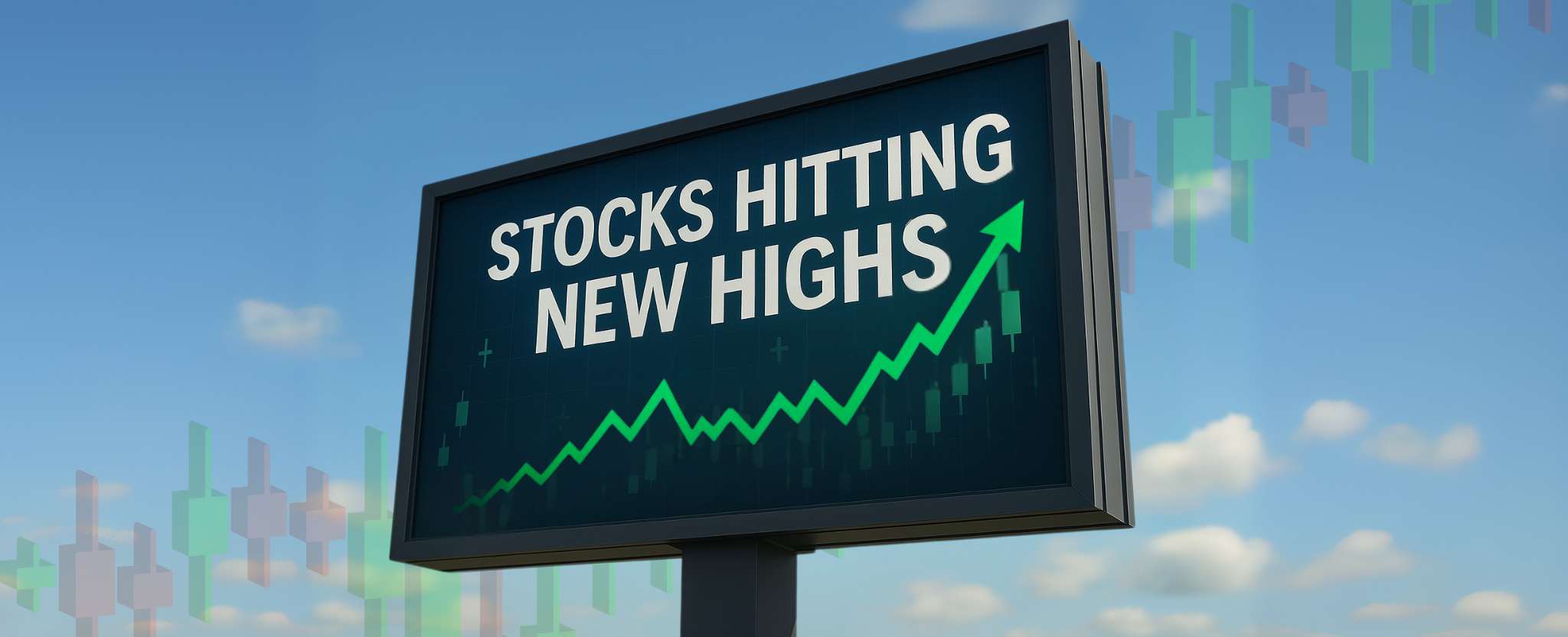 Stocks Hitting New Highs billboard - This image is an original composition by MarketBeat using licensed and editorial elements. Not for redistribution or reuse.
