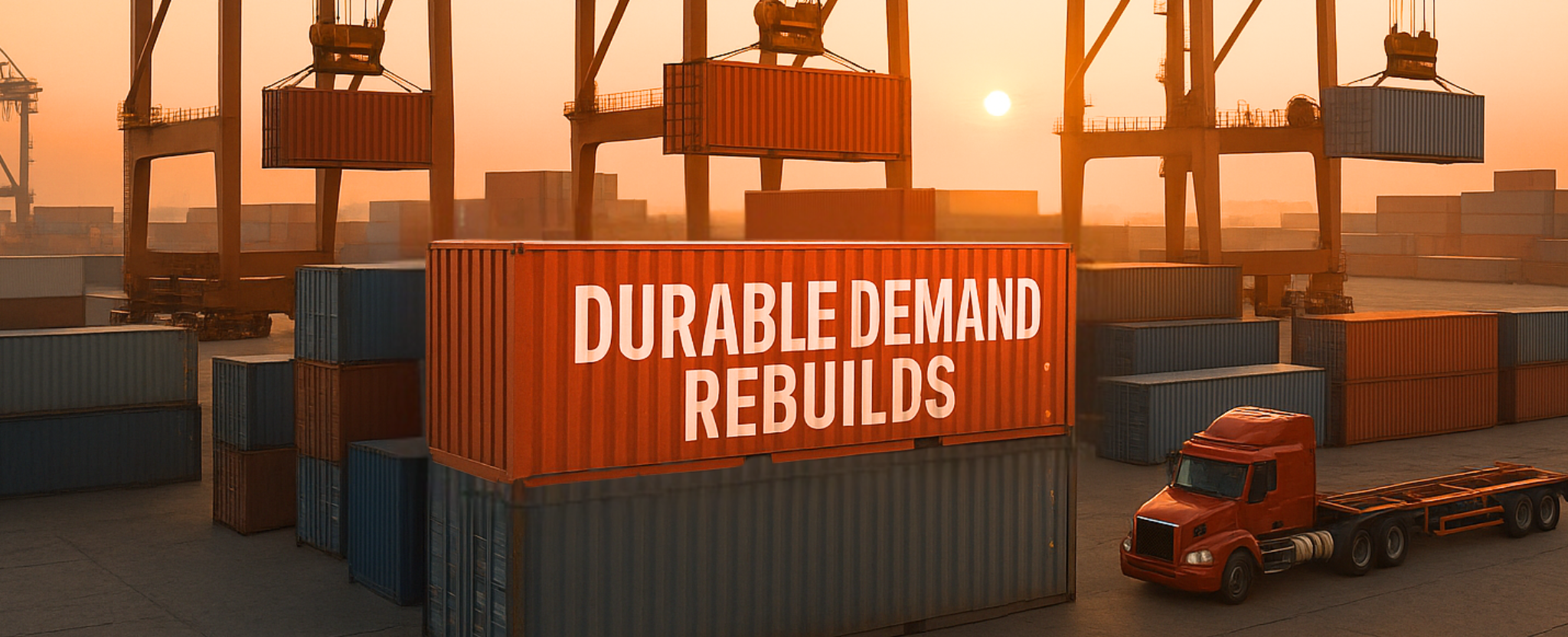 Durable Demand Rebuilds shipping containers - This image is an original composition by MarketBeat using licensed and editorial elements. Not for redistribution or reuse.