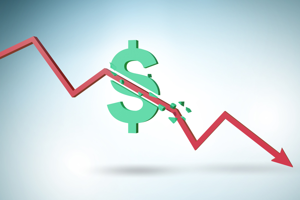 Concept of economic crisis and the dollar inflation