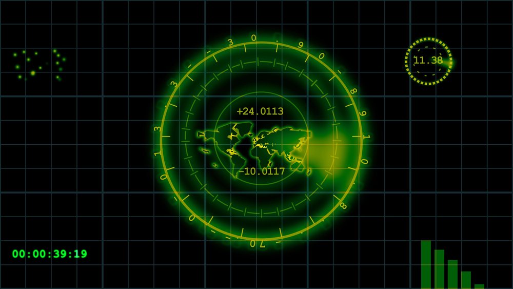 Radar screen digital mapping system abstract background illustration — Photo