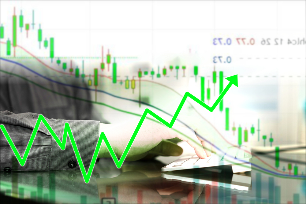 Finance bar graph with market volatility — Photo