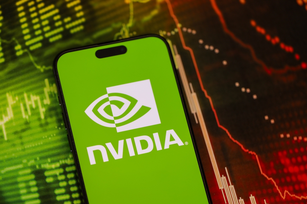 KYIV, UKRAINE - JANUARY 29, 2025 Nvidia corporation logotype showed on iPhone 15 smartphone display screen. Nvidia is a global leader in artificial intelligence hardware and software — Stock Editorial Photography