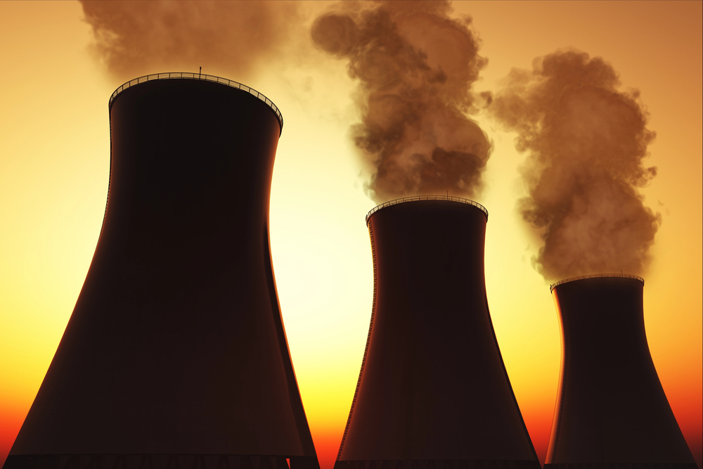 Nuclear Plant smoking stacks 3D render 02 — Photo