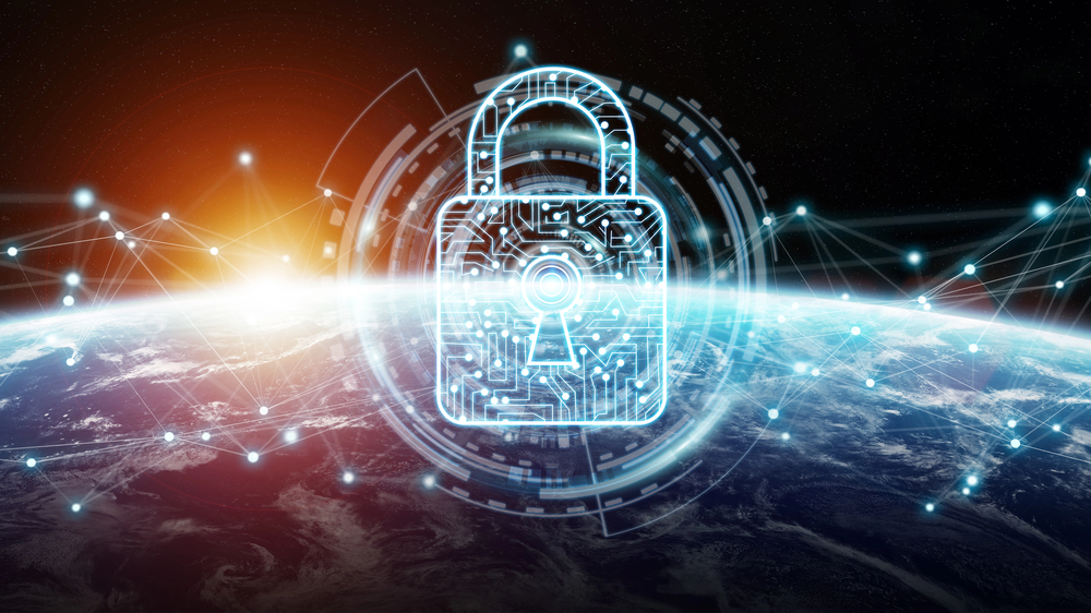 Cyber security on planet Earth 3D rendering — Photo