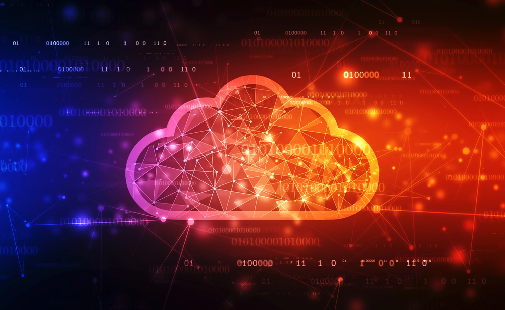 2d illustration of Cloud computing, Digital Cloud computing Concept background. Cyber technology, internet data storage, database and data server concept — Photo