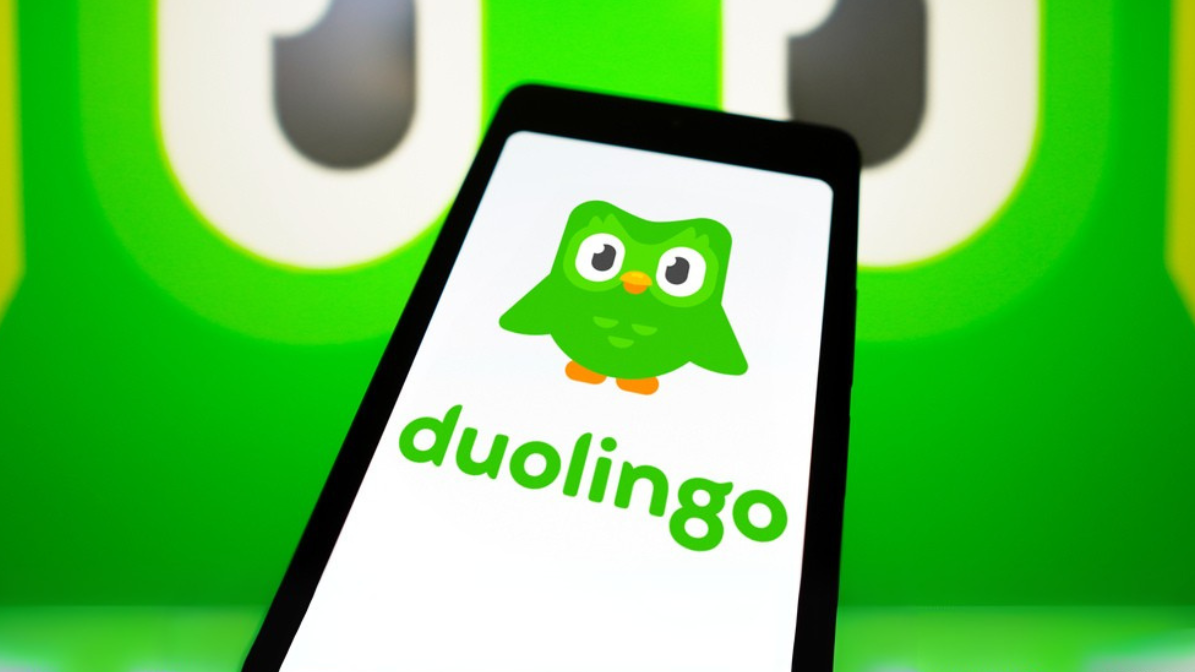 Duolingo logo on smartphone