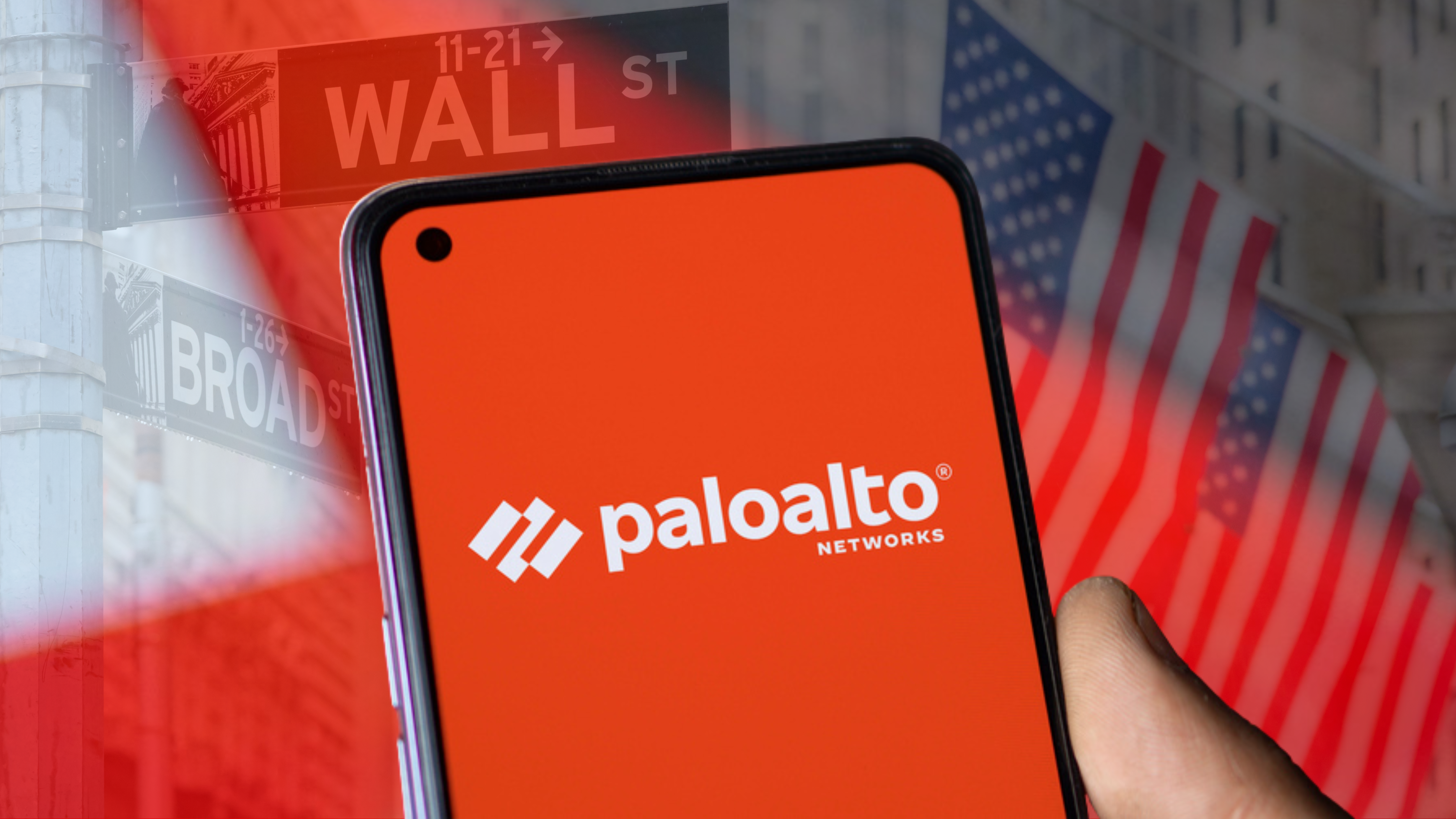 Palo Alto Networks logo on smartphone screen - This image is an original composition by MarketBeat using licensed and editorial elements. Not for redistribution or reuse.