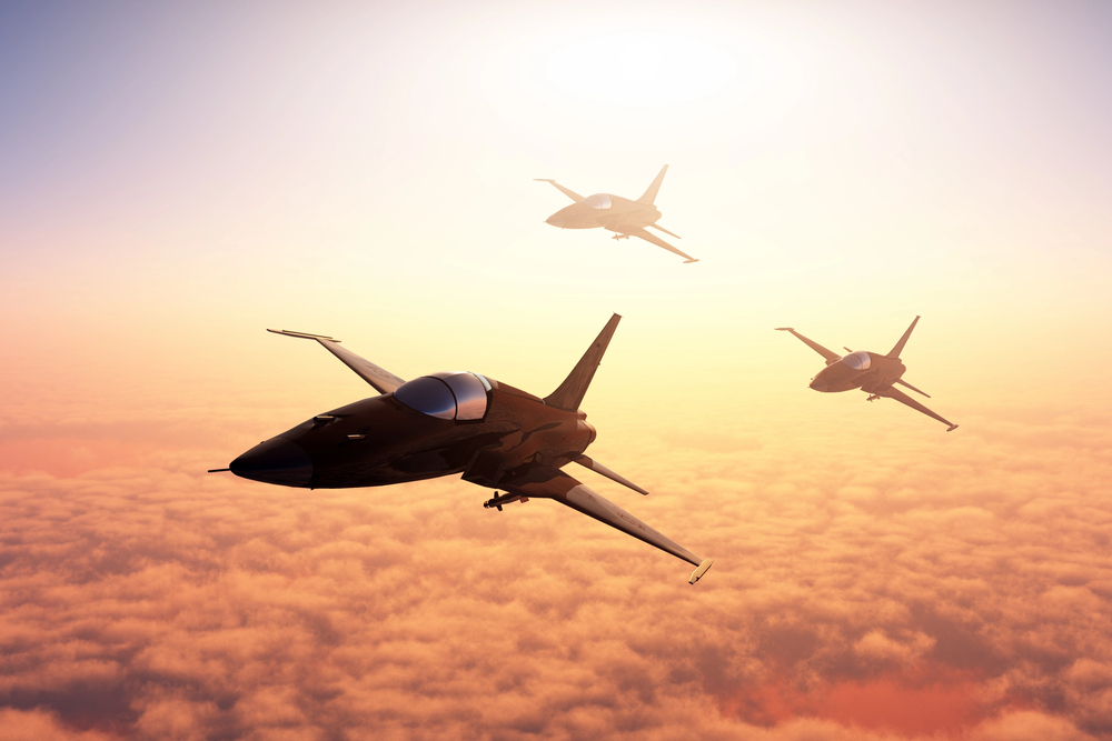 The jet plane on a background of the sky ,3d render - stock image