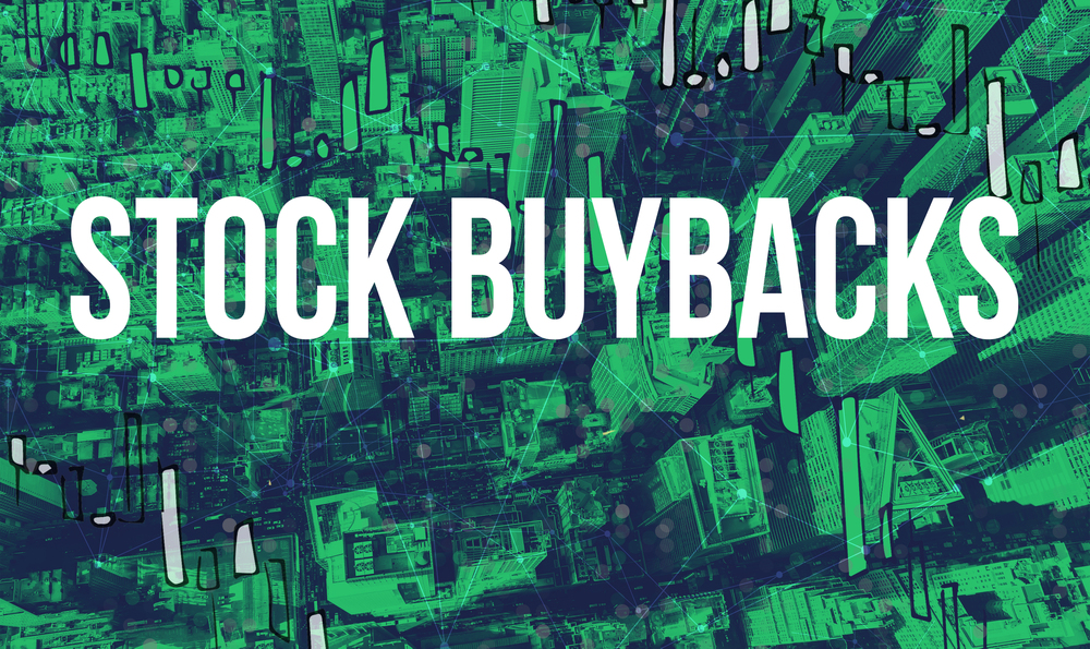 Stock Buybacks theme with aerial view 