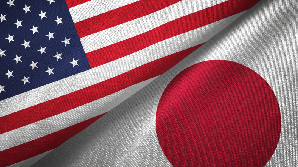 United States and Japanese flags