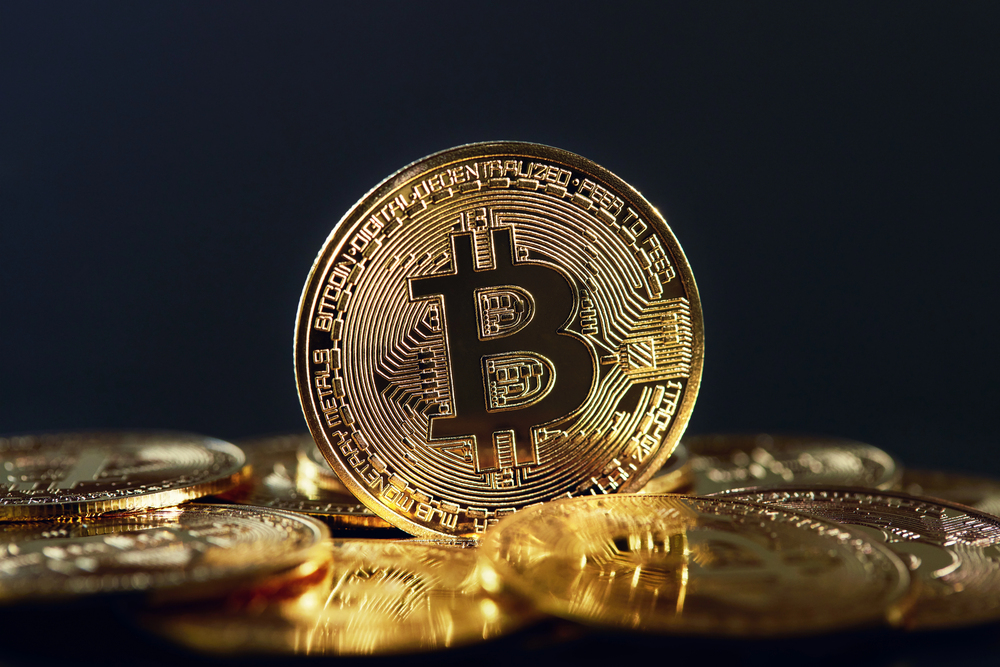 Bitcoin with black background