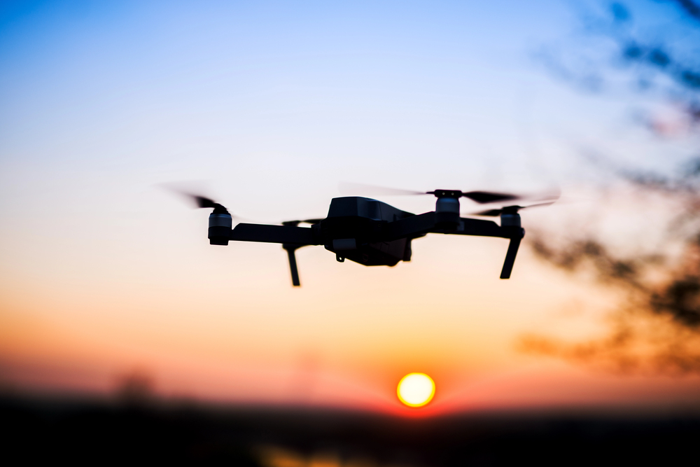 drone in the sunset 