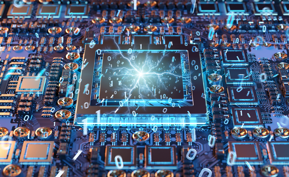 Close-up view of a modern GPU card with circuit and connections 3D rendering — Photo