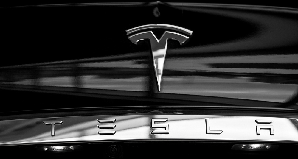 Tesla logo on car