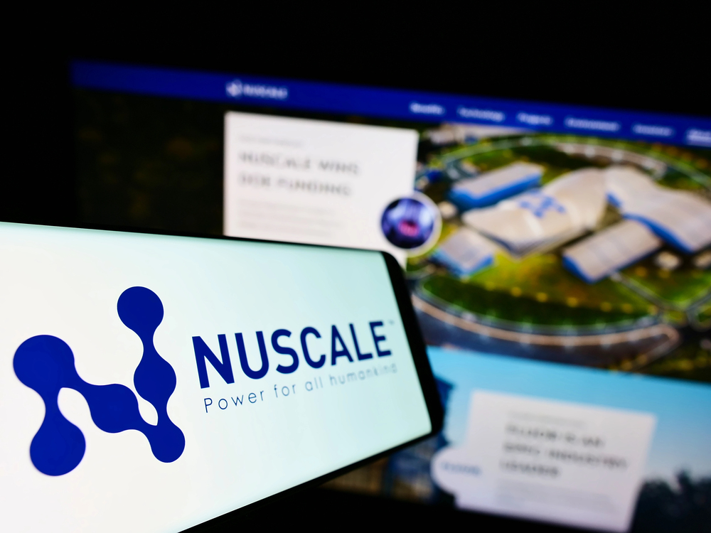 Nuscale logo on a smartphone
