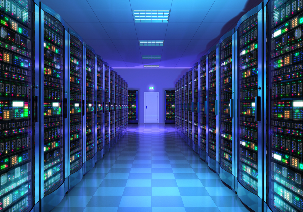 Server room interior in datacenter — Photo