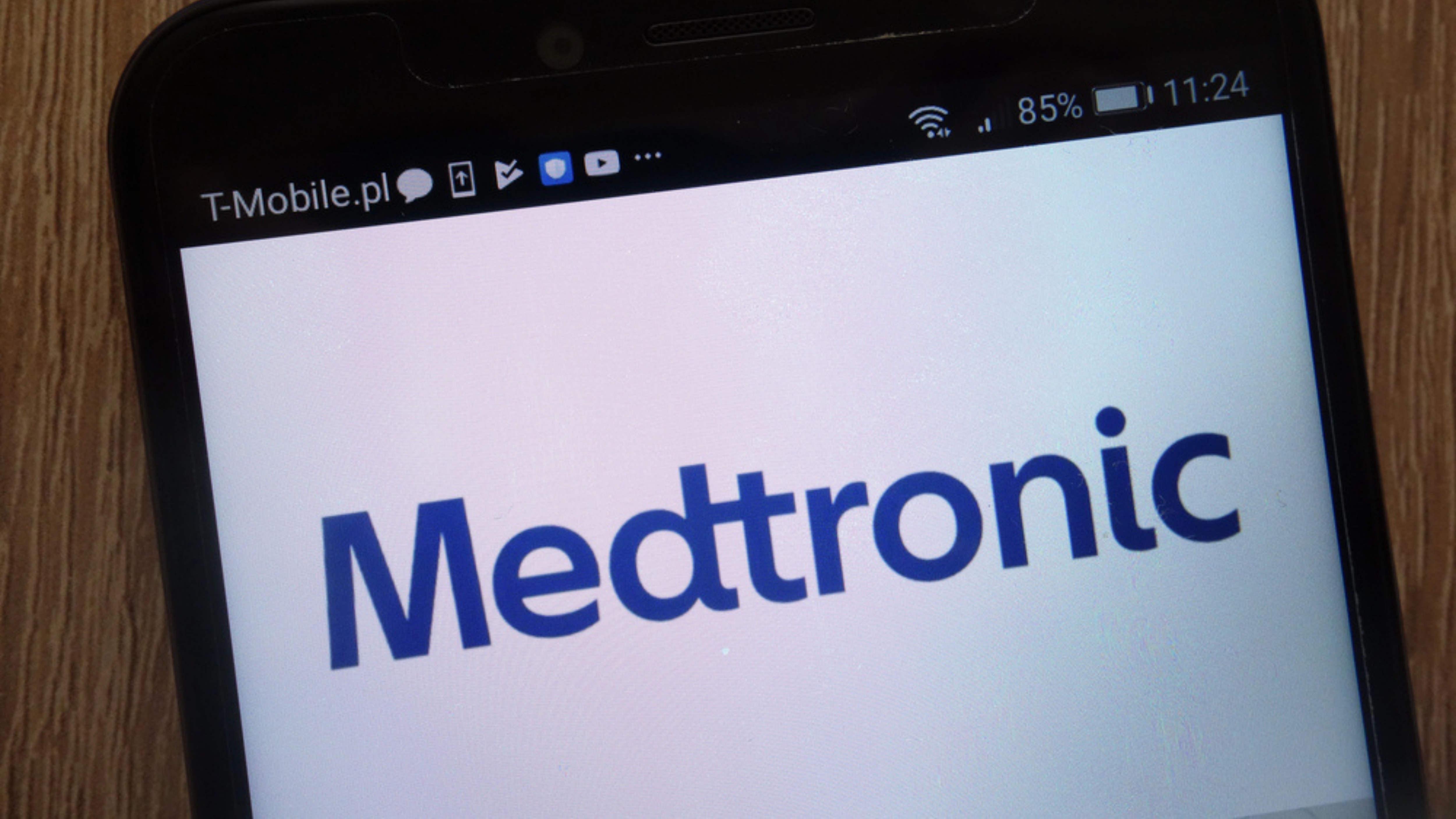 Medtronic plc logo displayed on a modern smartphone