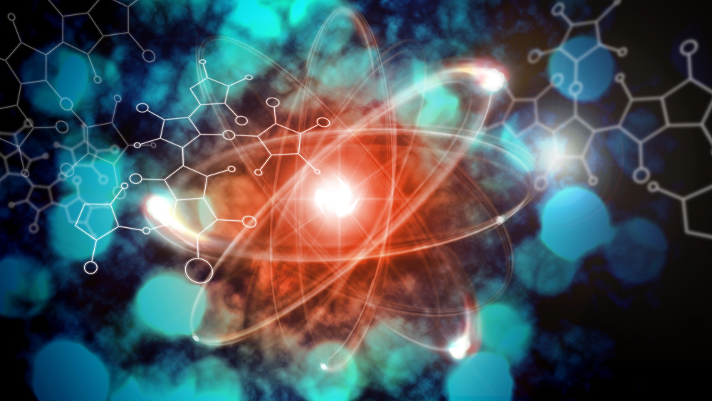 Close up of an nuclear energy atomic particle