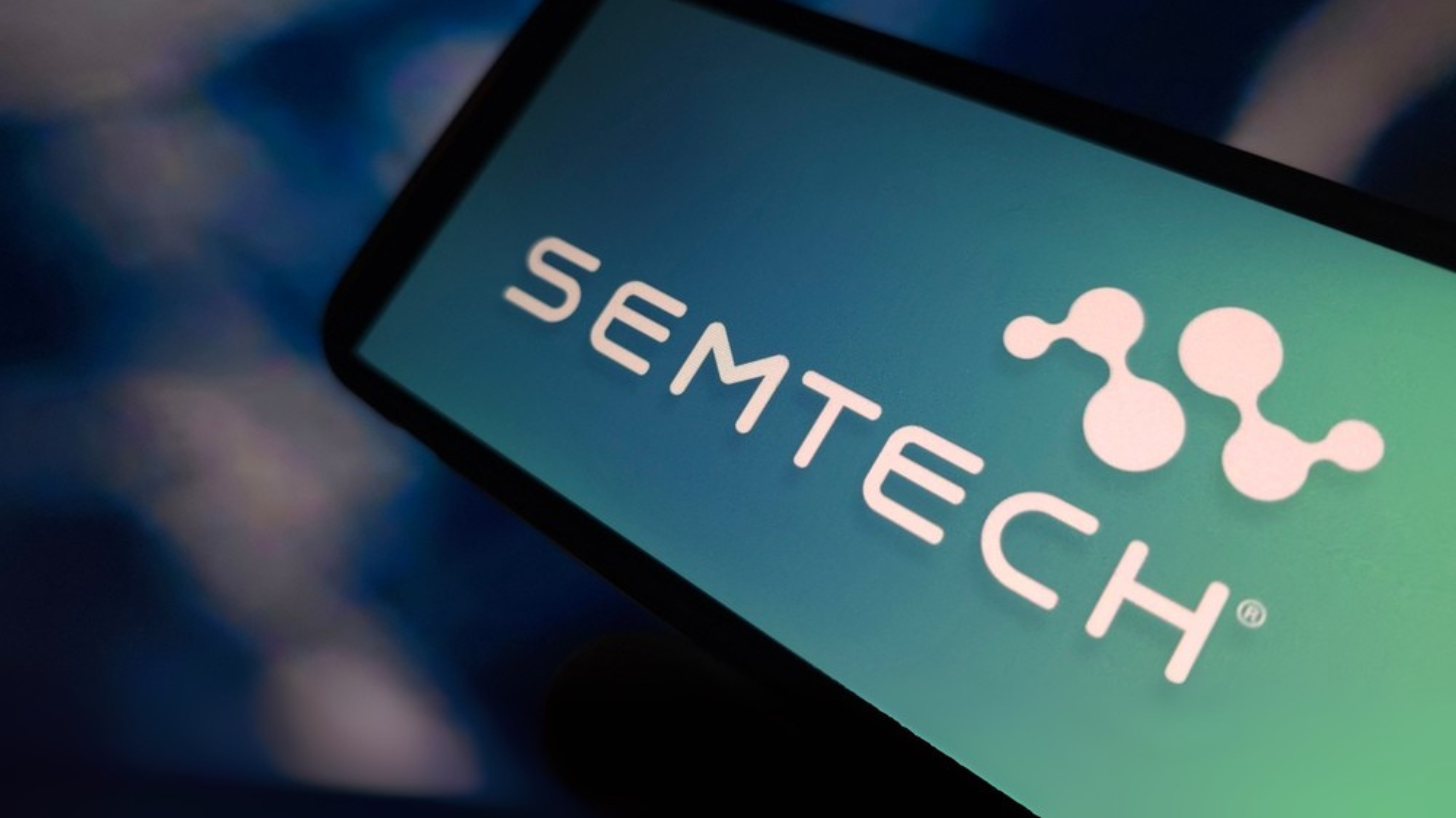 Semtech company logo displayed on mobile phone