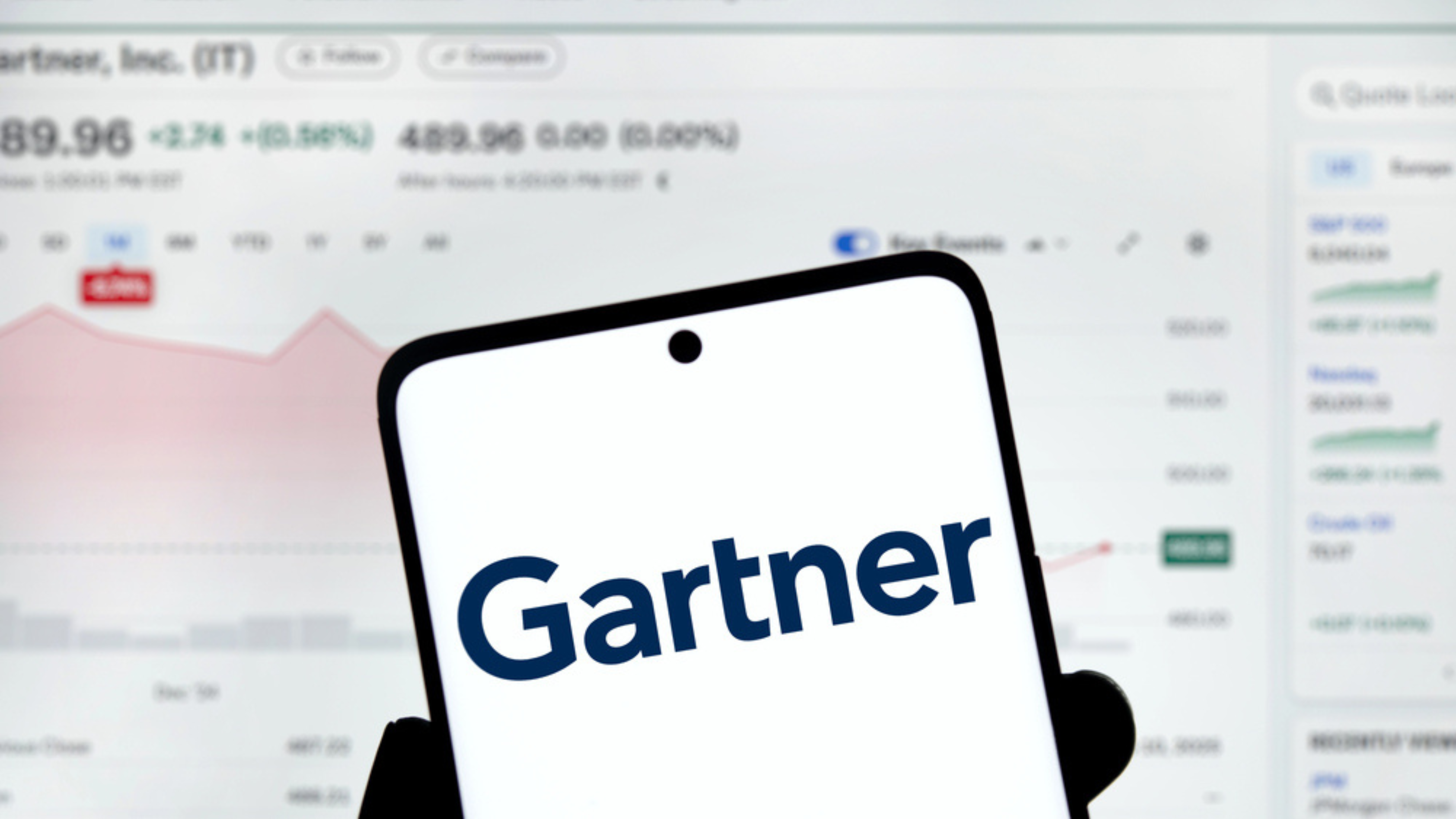 Dhaka, Bangladesh- 25 Dec 2024: Gartner logo is displayed on smartphone.