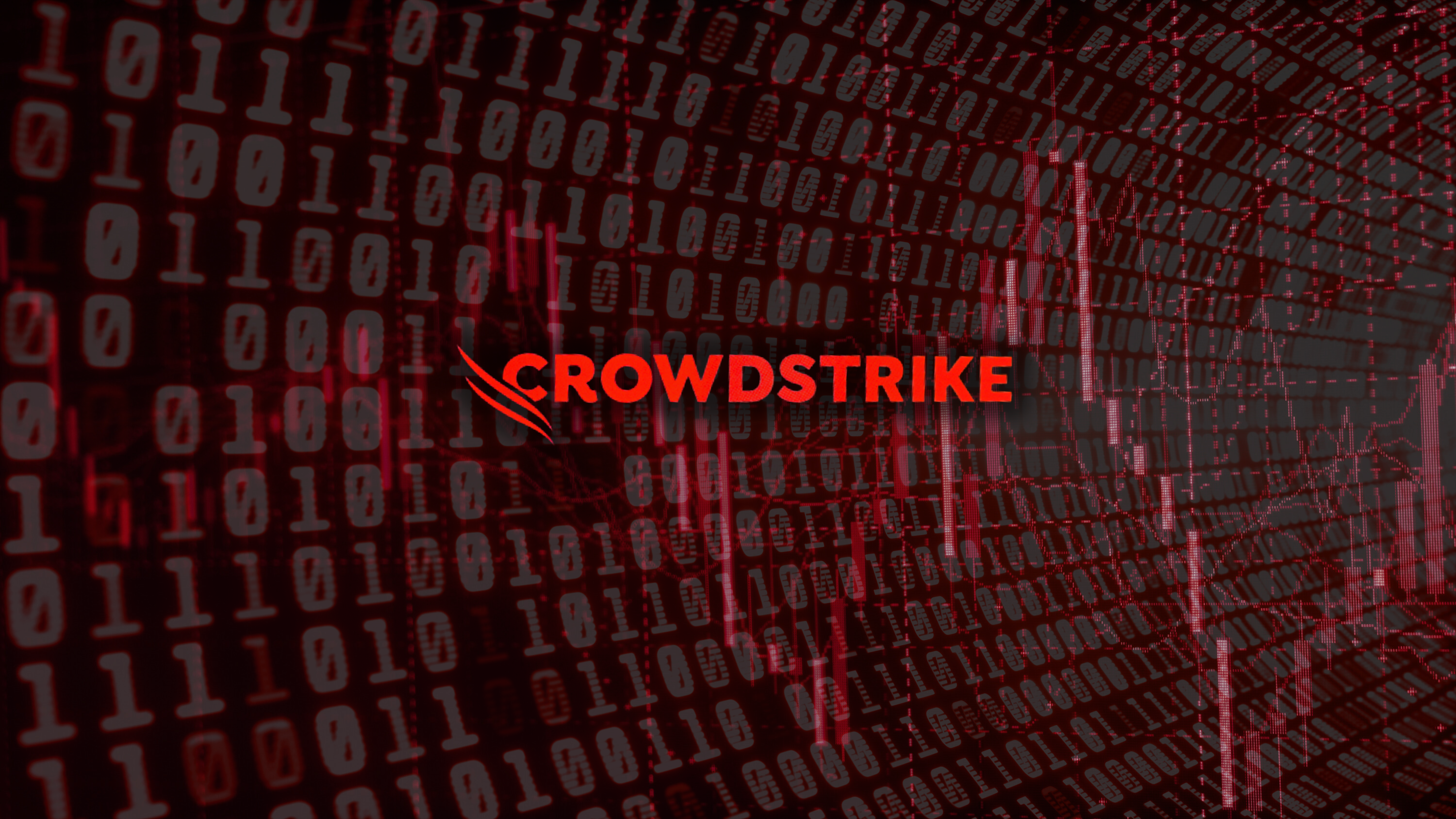 CrowdStrike binary code overlay stock chart decline
