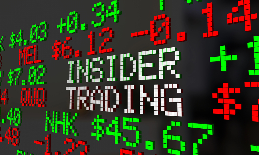 Insider Trading written on a stock ticker 