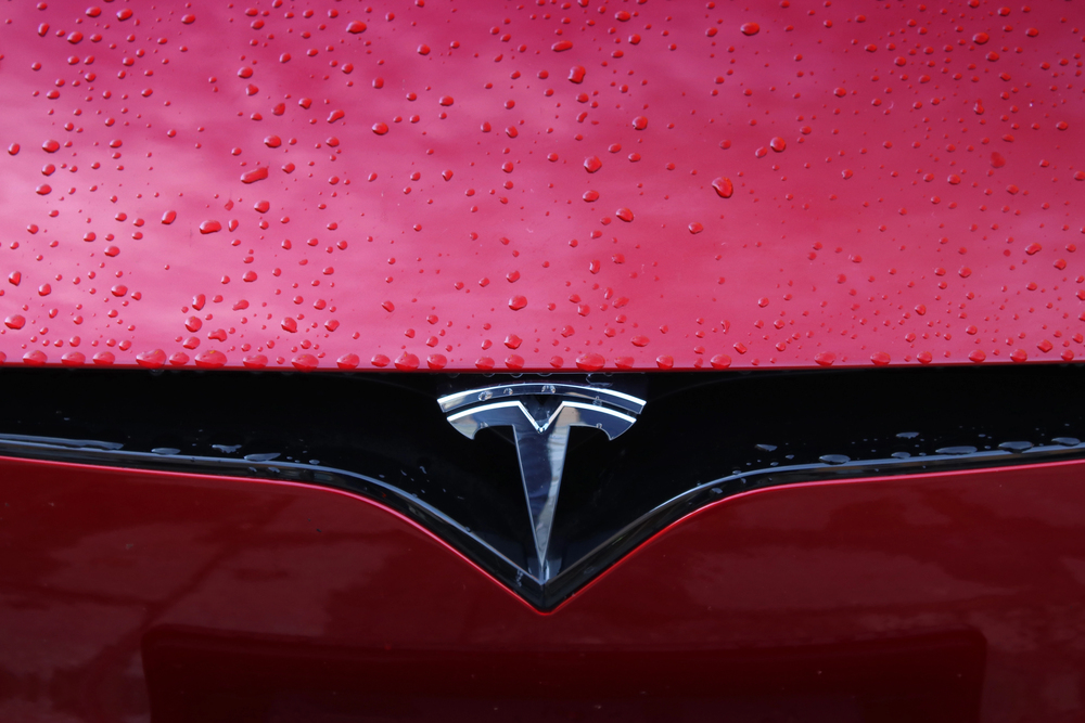 Tesla car and emblem