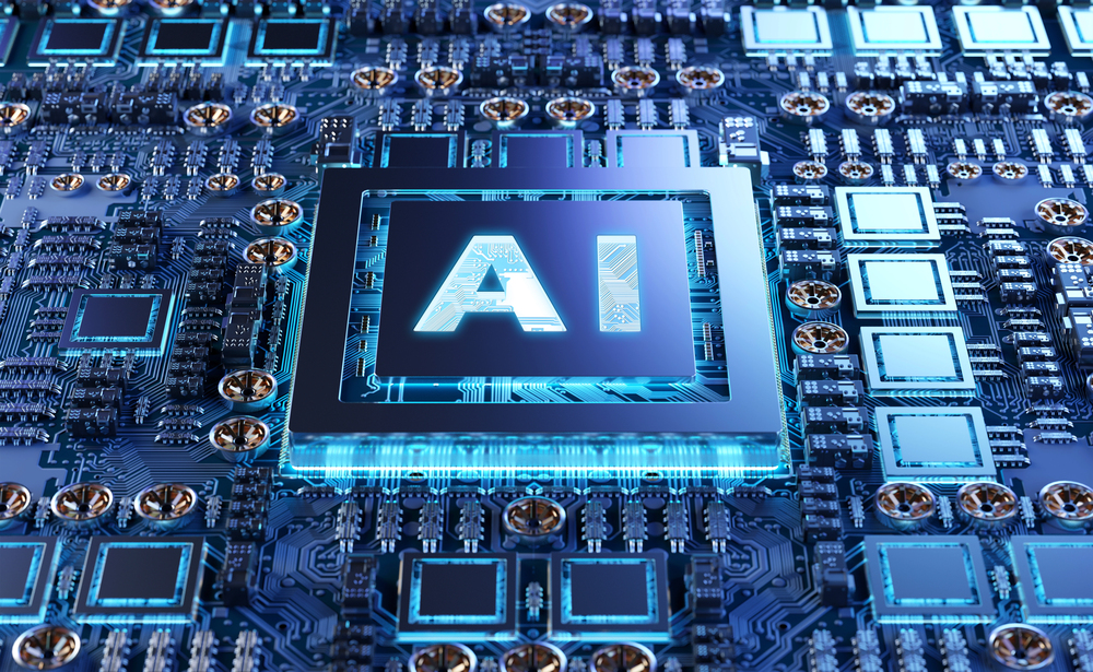 Artificial Intelligence in a modern GPU card 3D rendering