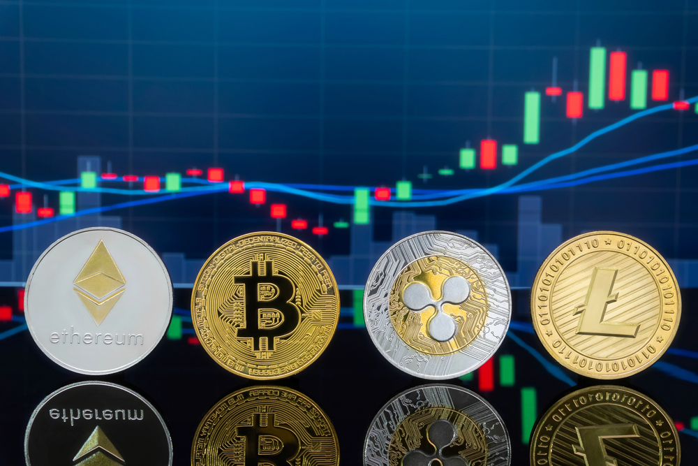 Crypto image over stock chart 
