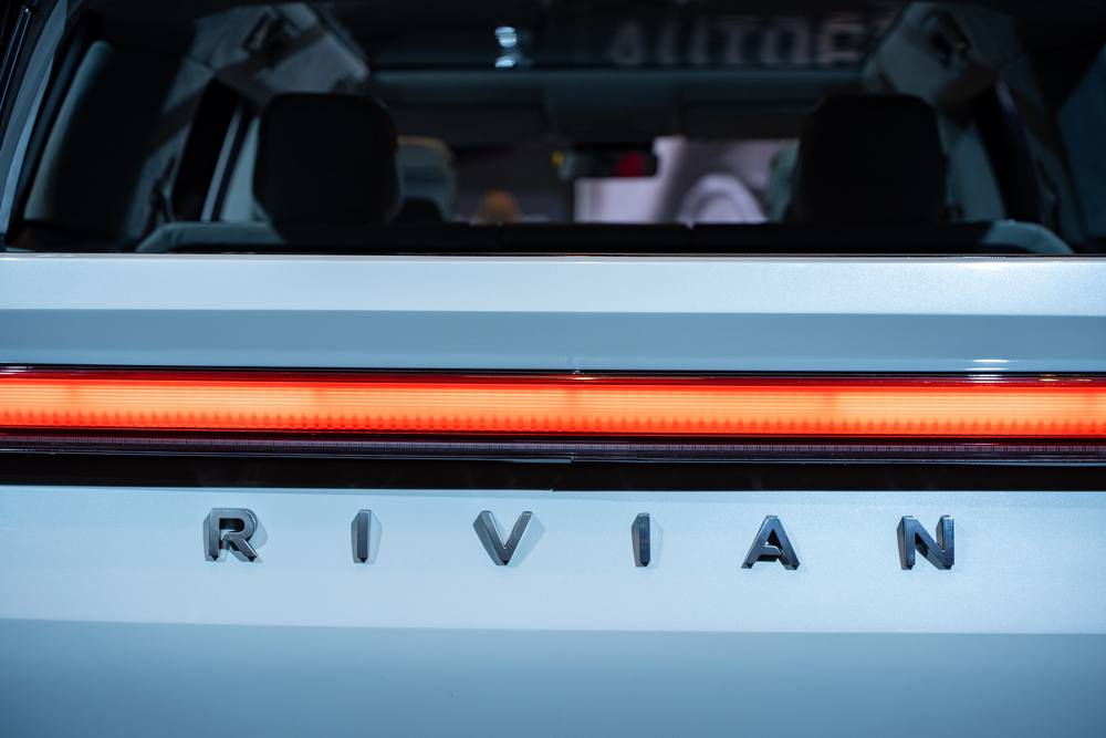 Rivian EV badge on car 