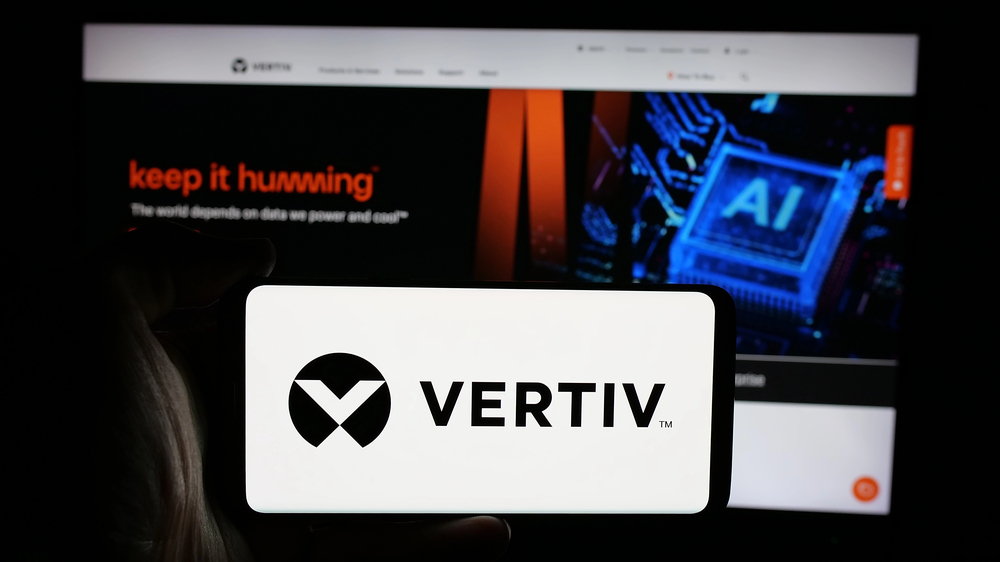 Vertiv logo on cellphone 
