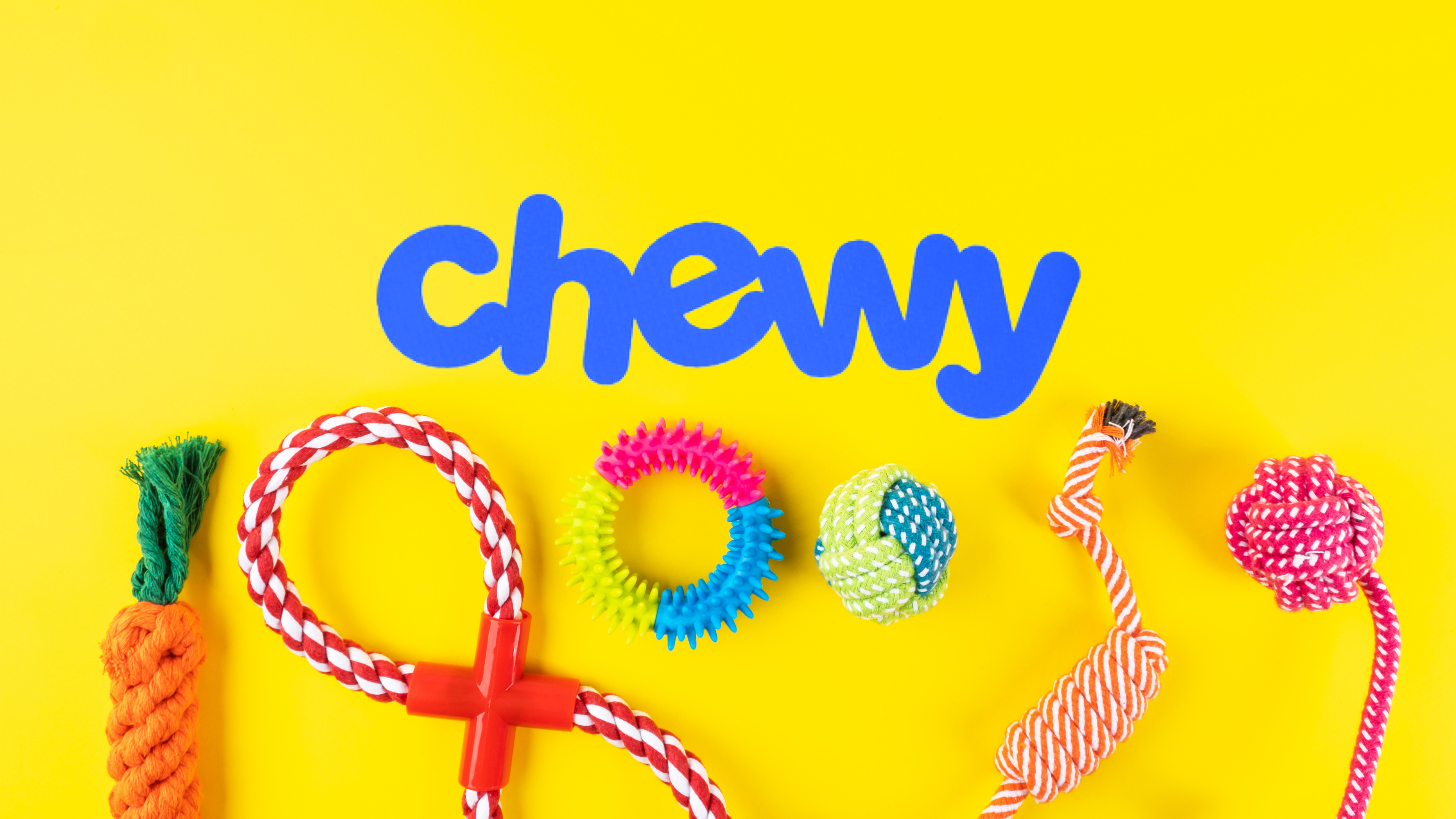 Chewy dog toys yellow background