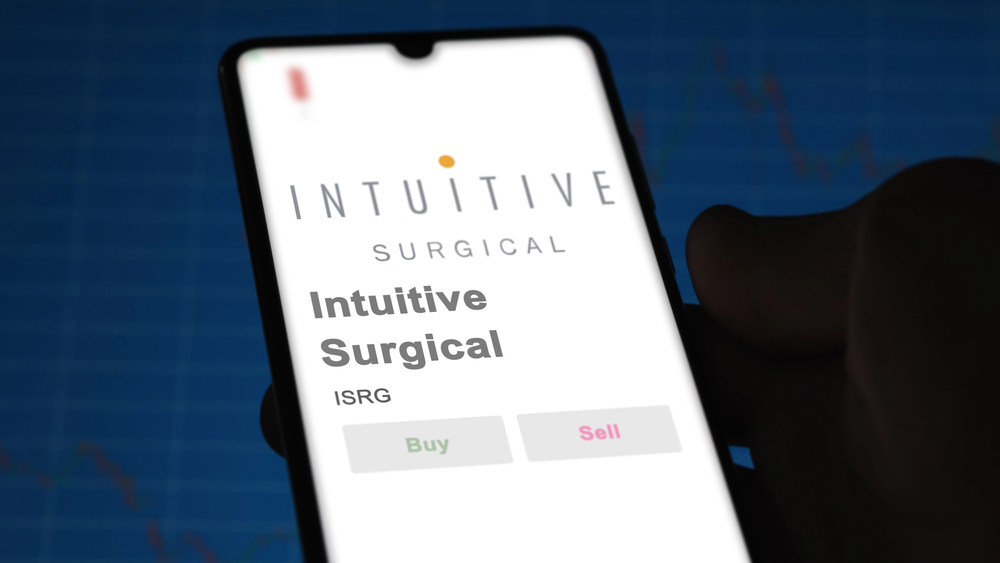 Intuitive Surgical stock ticker on cellphone