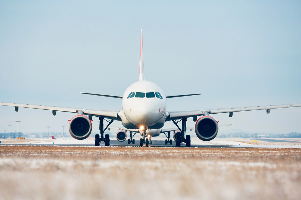 Airport in winter - stock image