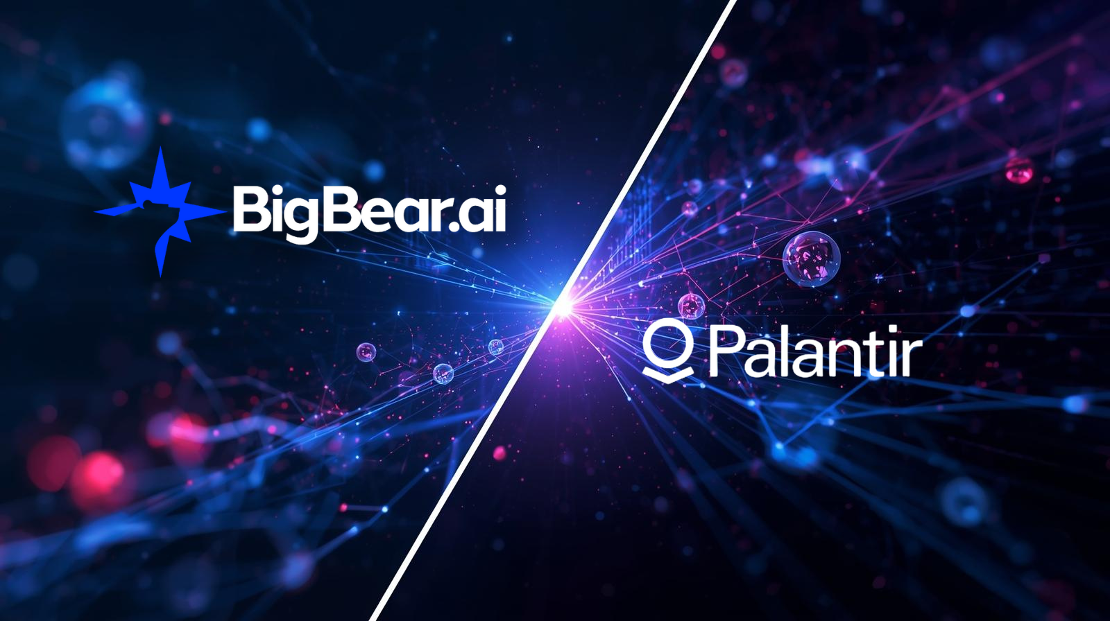 BigBear.ai and Palantir logos against a space black background