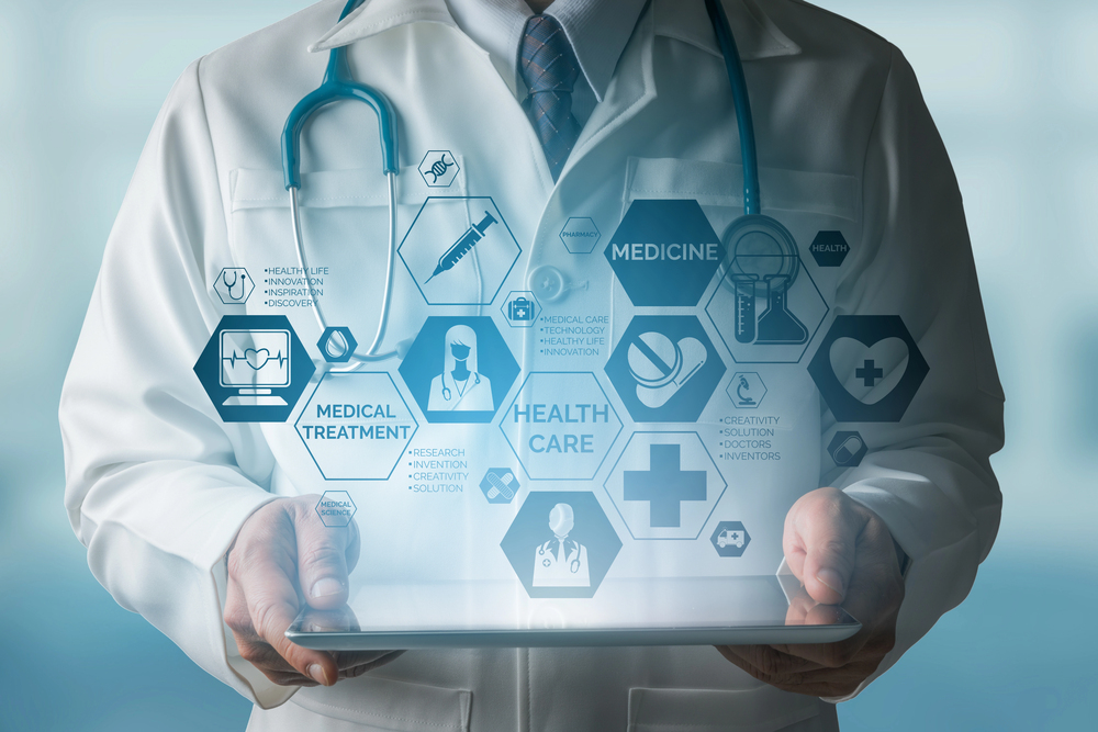 Doctor with Medical Healthcare Icon Interface — Photo