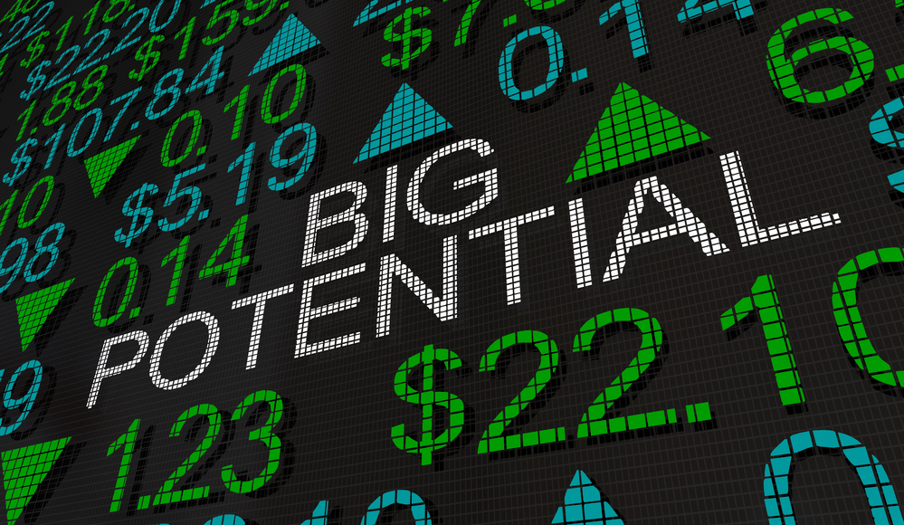 Big Potential Stock Market Earnings Profit Buy Sell Trade Shares 3d Animation