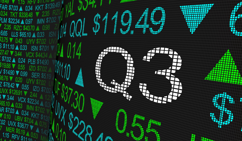 Q3 3rd Quarter Period Stock Market Ticker Words 3d Illustration — Photo