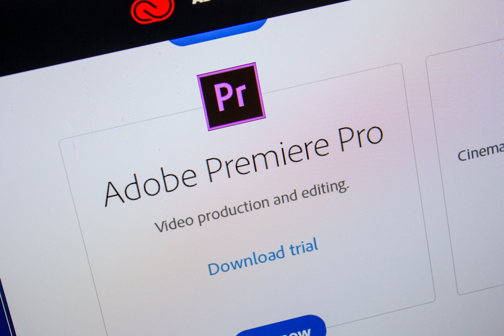 Ryazan, Russia - July 11, 2018: Adobe Premiere Pro, software logo on the official website of Adobe — Stock Editorial Photography