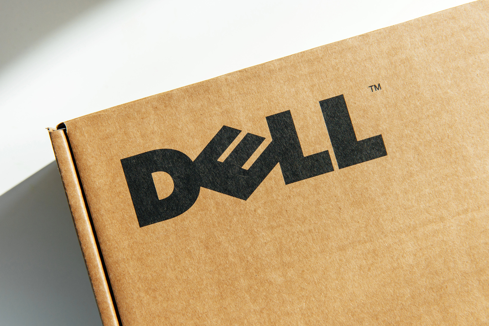 Dell logo on cardboard box