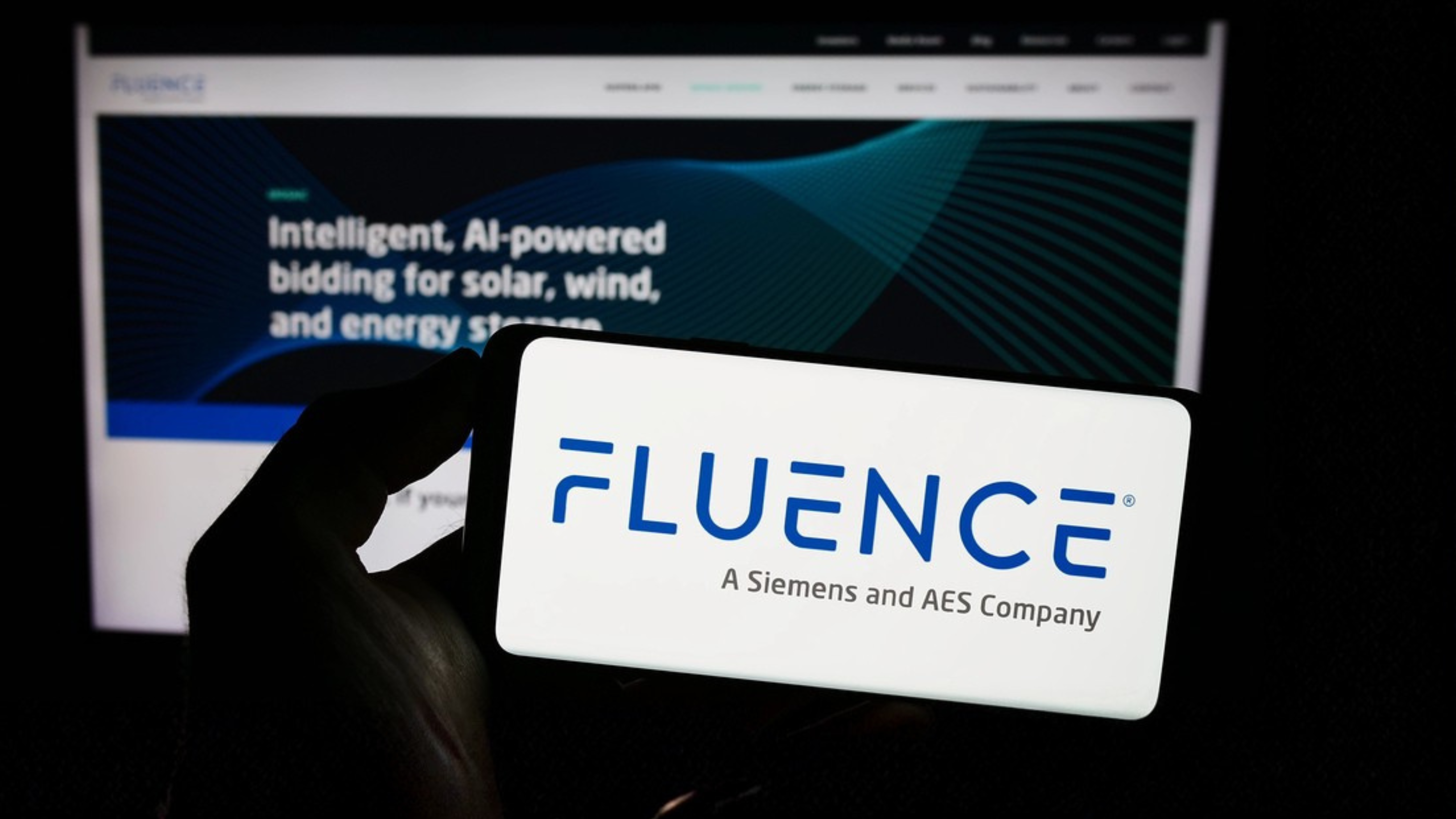 Fluence Energy LLC on screen in front of business webpage
