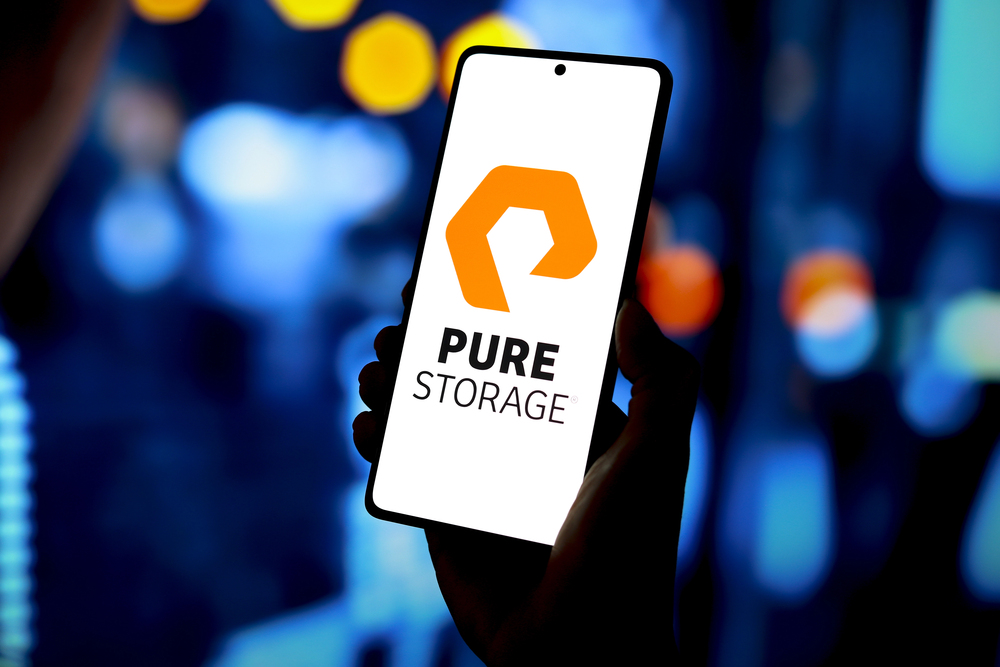 pure storage logo on smartphone screen