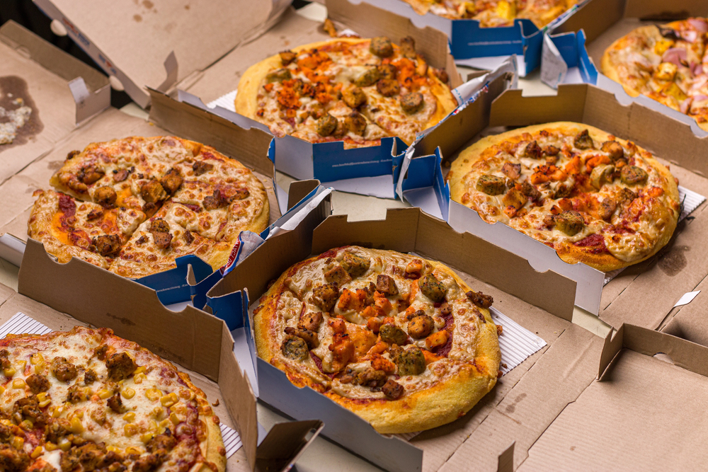 Dominos Pizza in boxes 