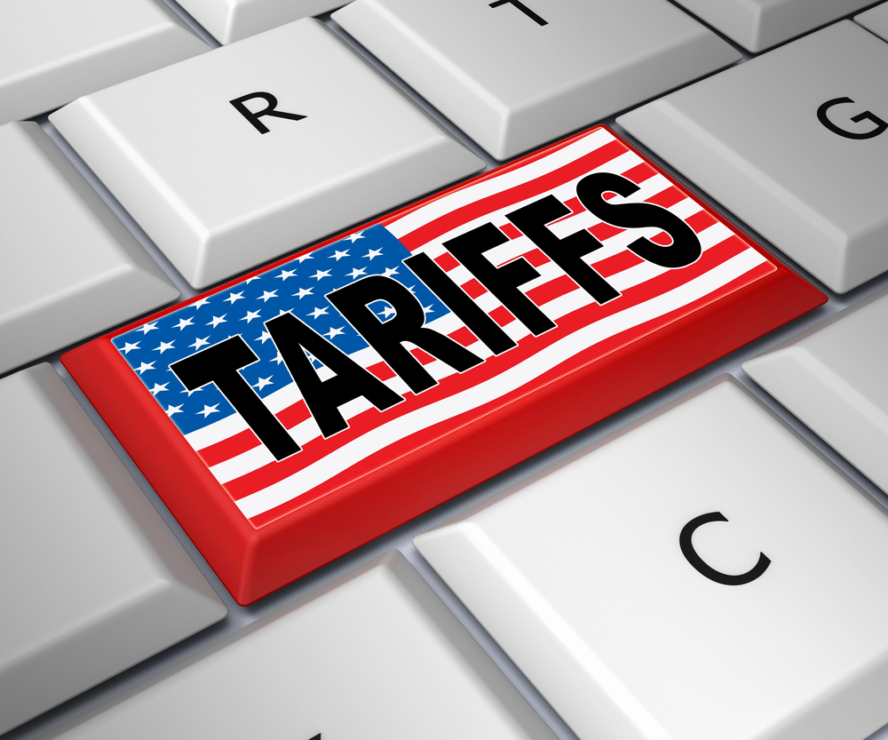 Tarriffs graphic on keyboard 