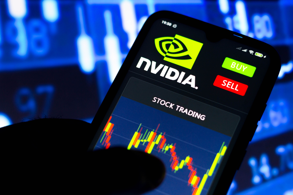 Nvidia Corporation logo seen on a smartphone screen with stock trading