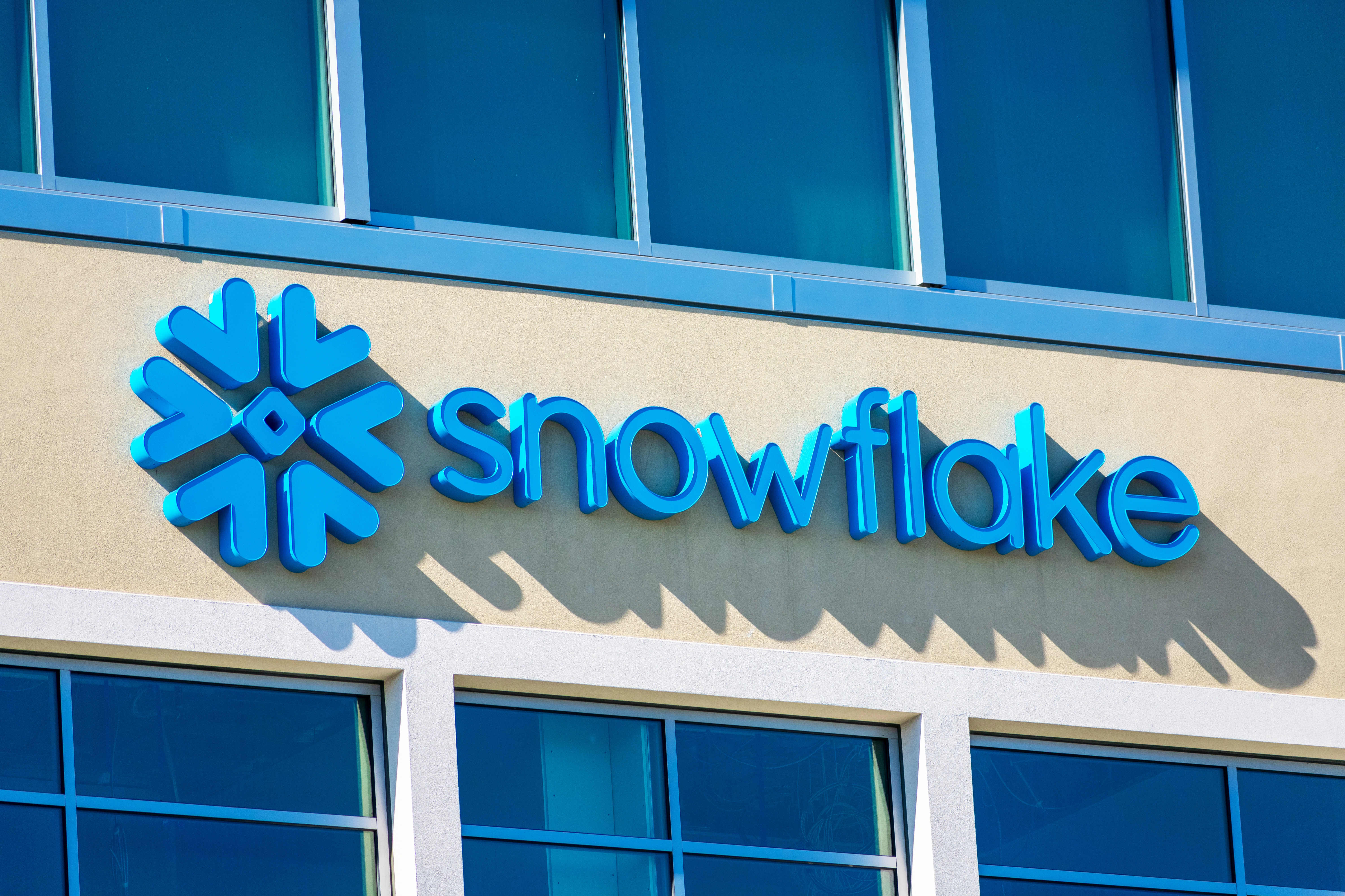 Snowflake signage on building 
