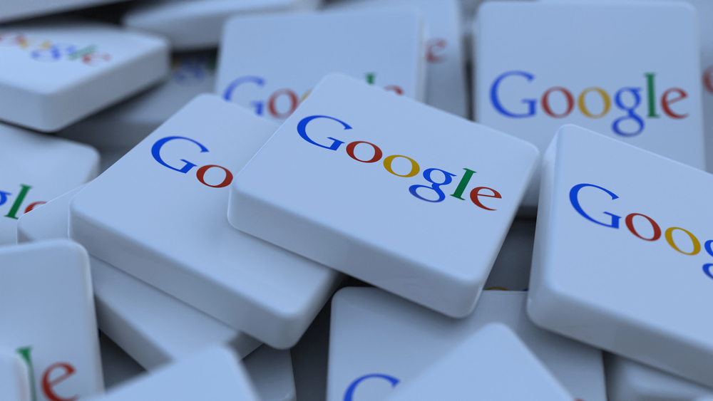 Google alphabet logo cube company background 3d illustration stock market editorial