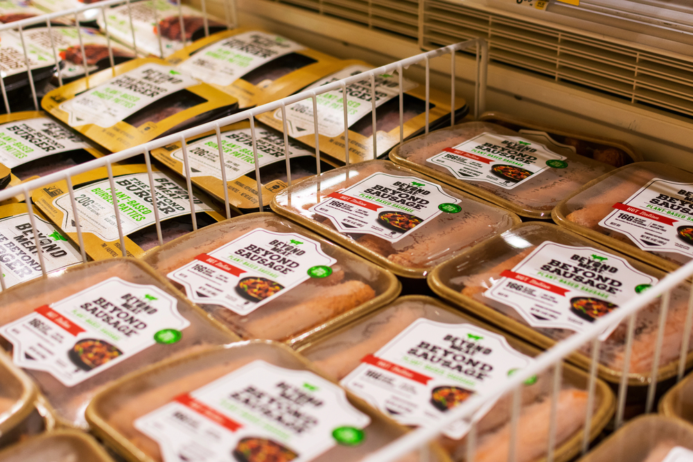 Beyond meat products in a grocery freezer 