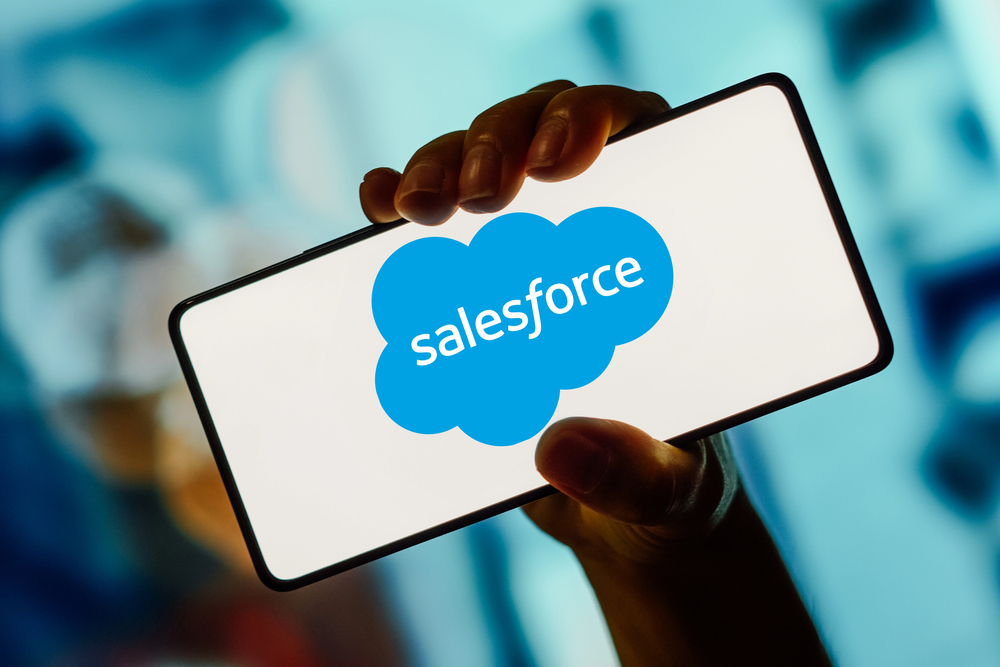 Salesforce logo on phone screen