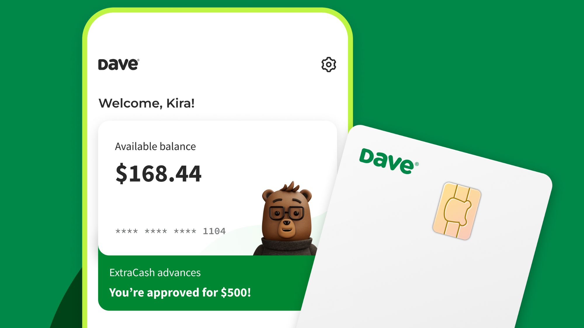 Dave app against a green background